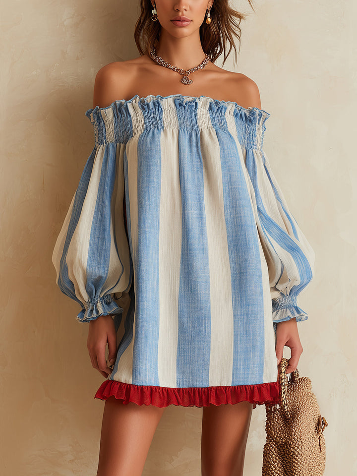 Contrast Hem Stribet Mini Kjole