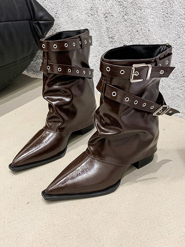 Stivali Martin retrò con punta appuntita e tacco largo