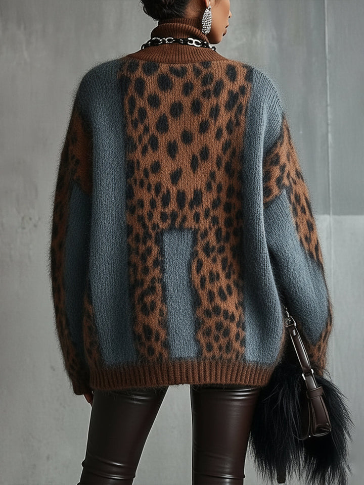 Leopard Print Turtleneck Sweater