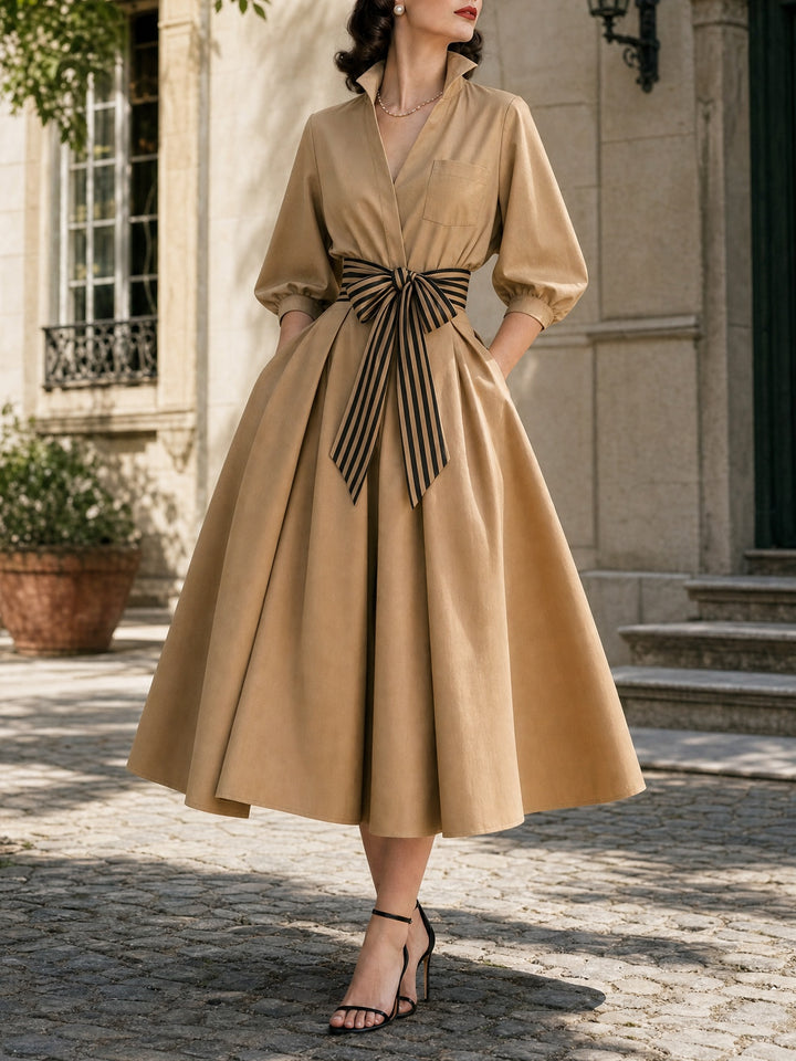 Vestido camisero midi vintage con cinturón