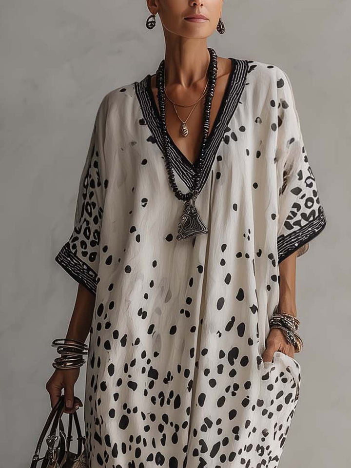 Gradyan Leopar Şifon Maxi Elbise