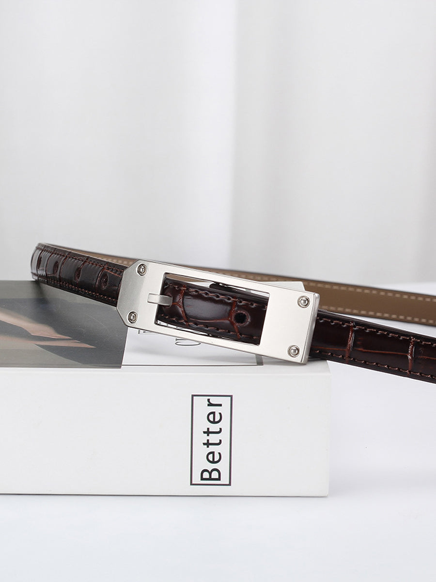 Women's Fashionable Alligator Leather Thin Belt
