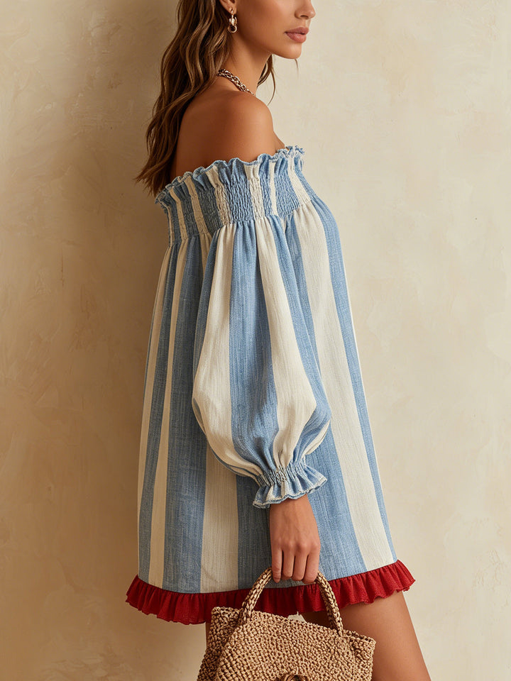 Contrast Hem Stribet Mini Kjole