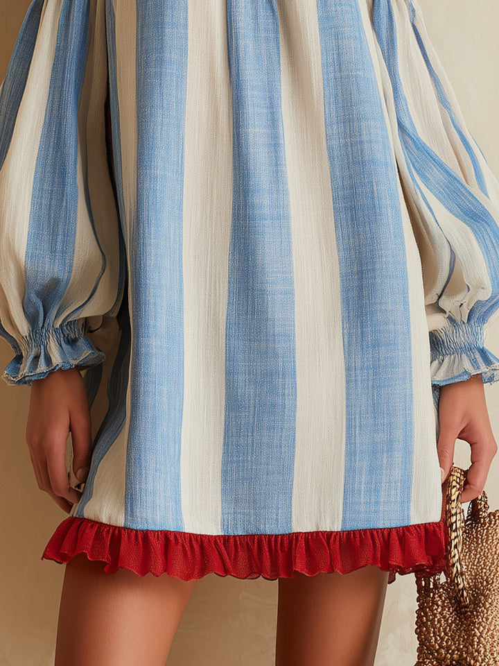 Contrast Hem Stribet Mini Kjole