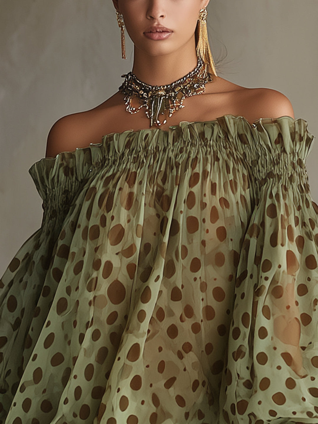 Šaty s olivovými puntíky