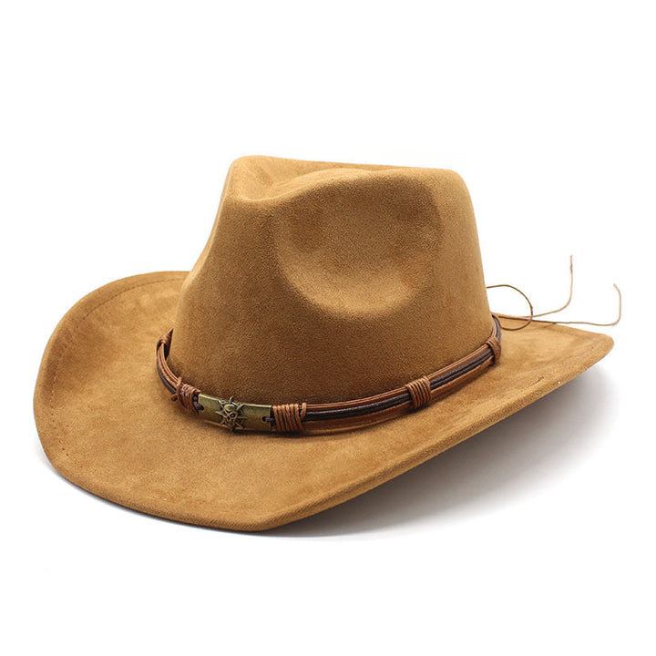 Suede curled brim western cowboy hat