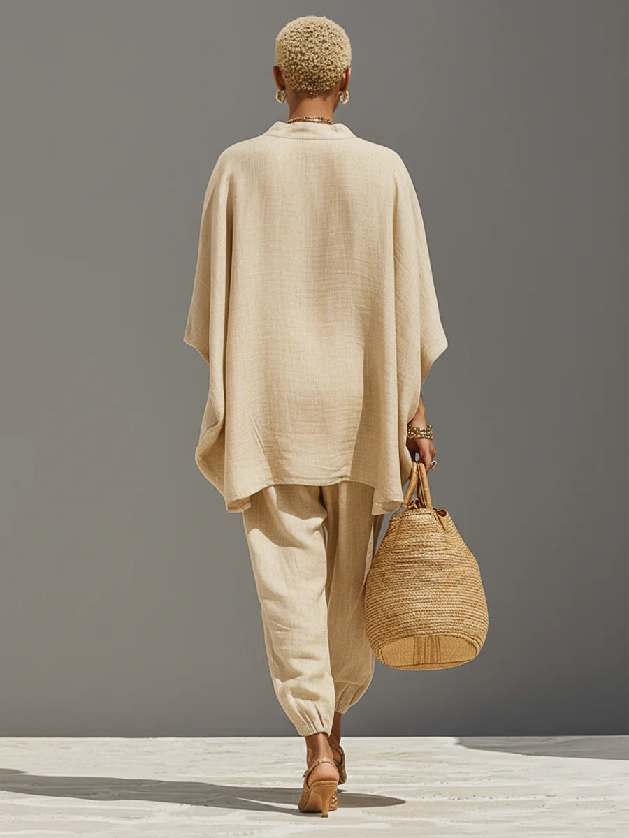 Linen Asymmetric Pants Set