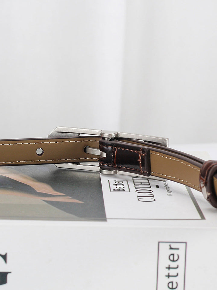 Women's Fashionable Alligator Leather Thin Belt