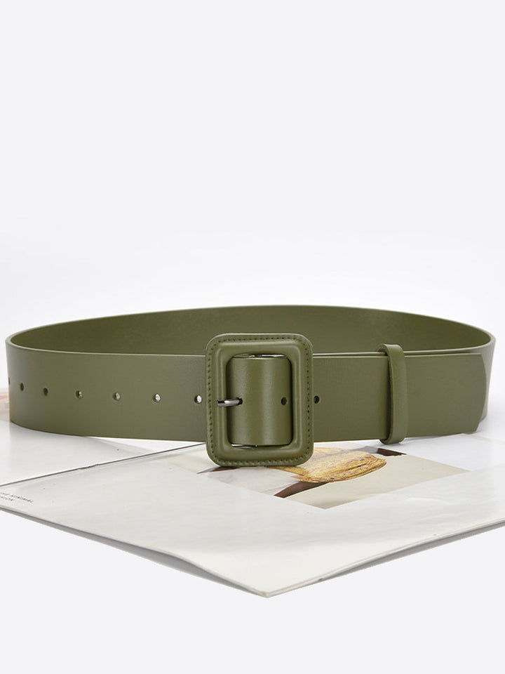Women's Fashion Imitation Leather Solid Color Square Belt
