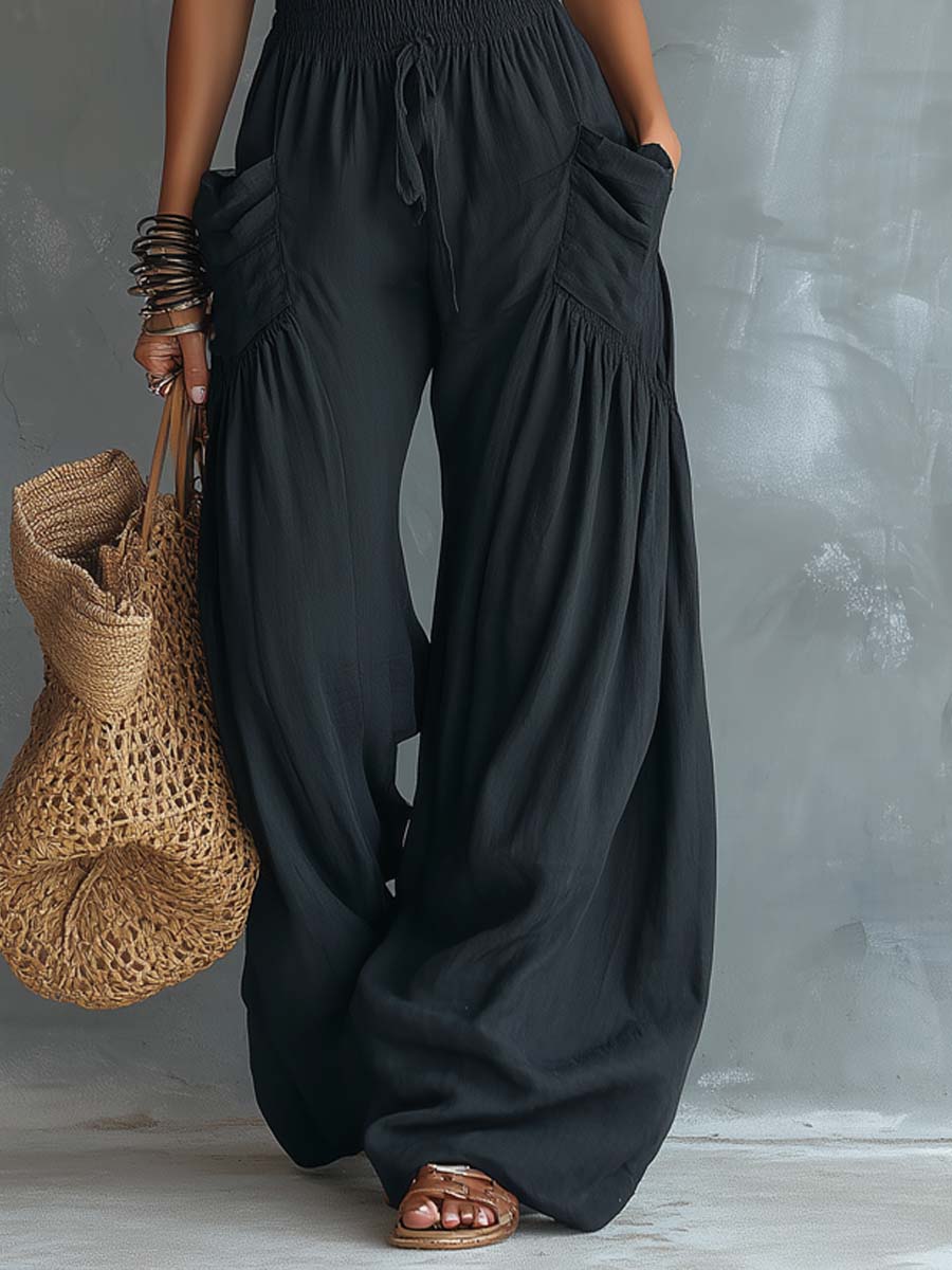 Mono vintage con tirantes halter y bolsillos
