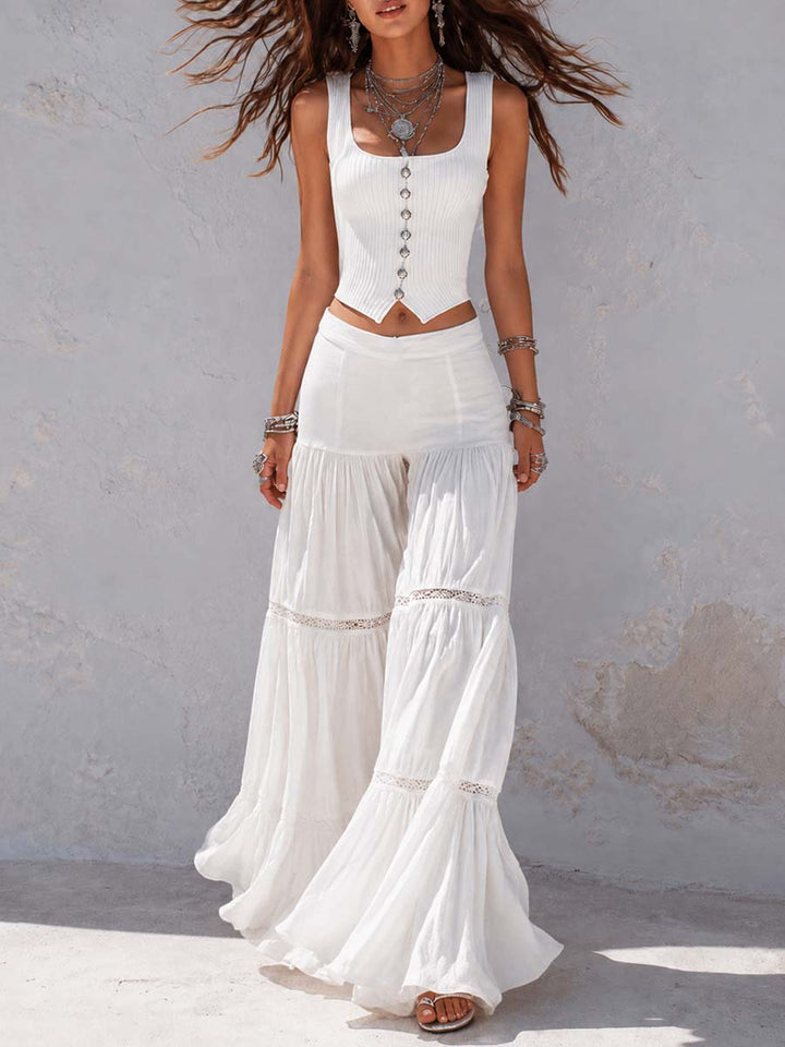 Conjunto de pantalones con corsé bohemio y capas