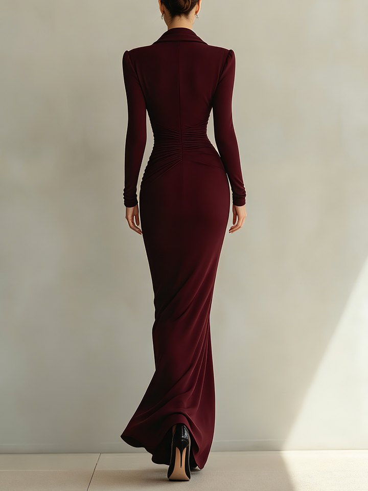 Maxikleid mit gerafftem Wasserfallausschnitt