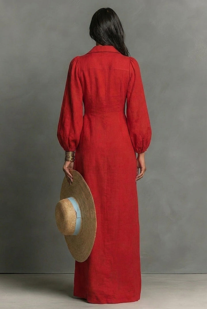 Button Front Fitted Maxi Dress