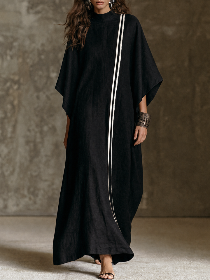 Maxikleid mit Stehkragen und Fledermausärmeln