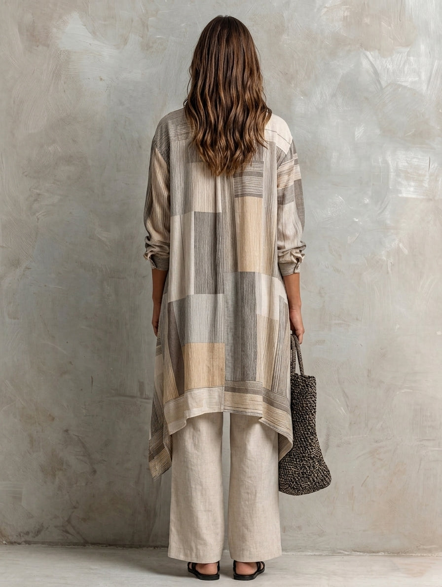 Striped Shirt Relaxed Trouser Set