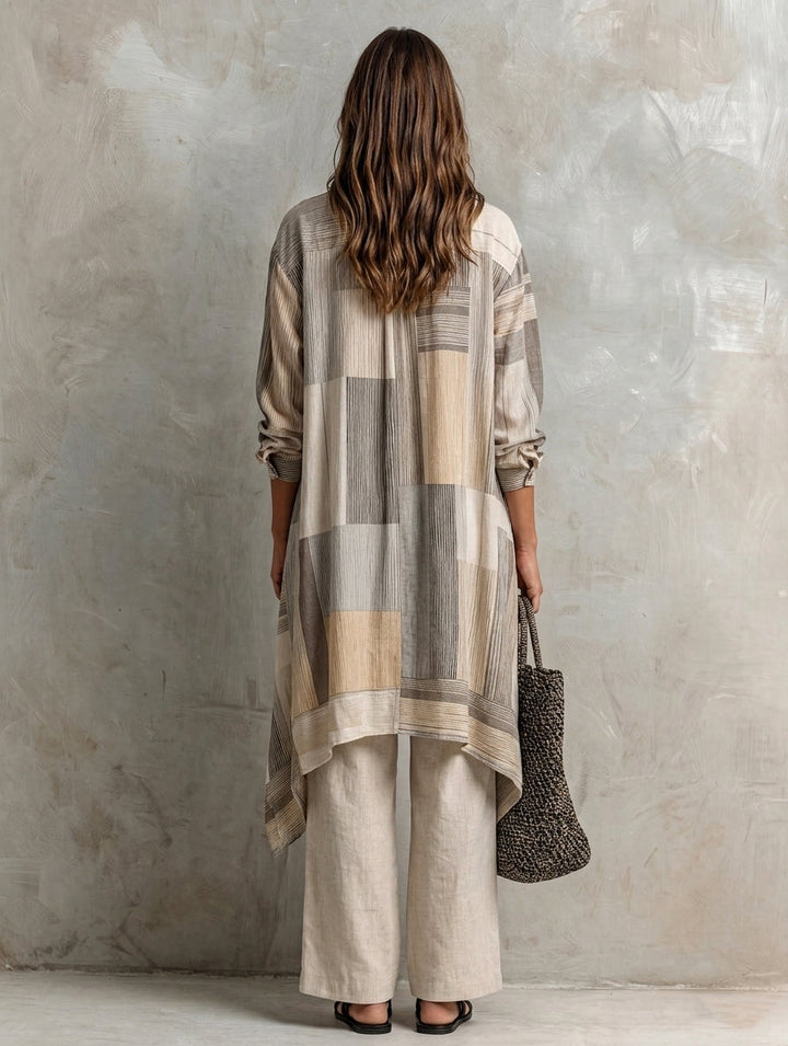Striped Shirt Relaxed Trouser Set