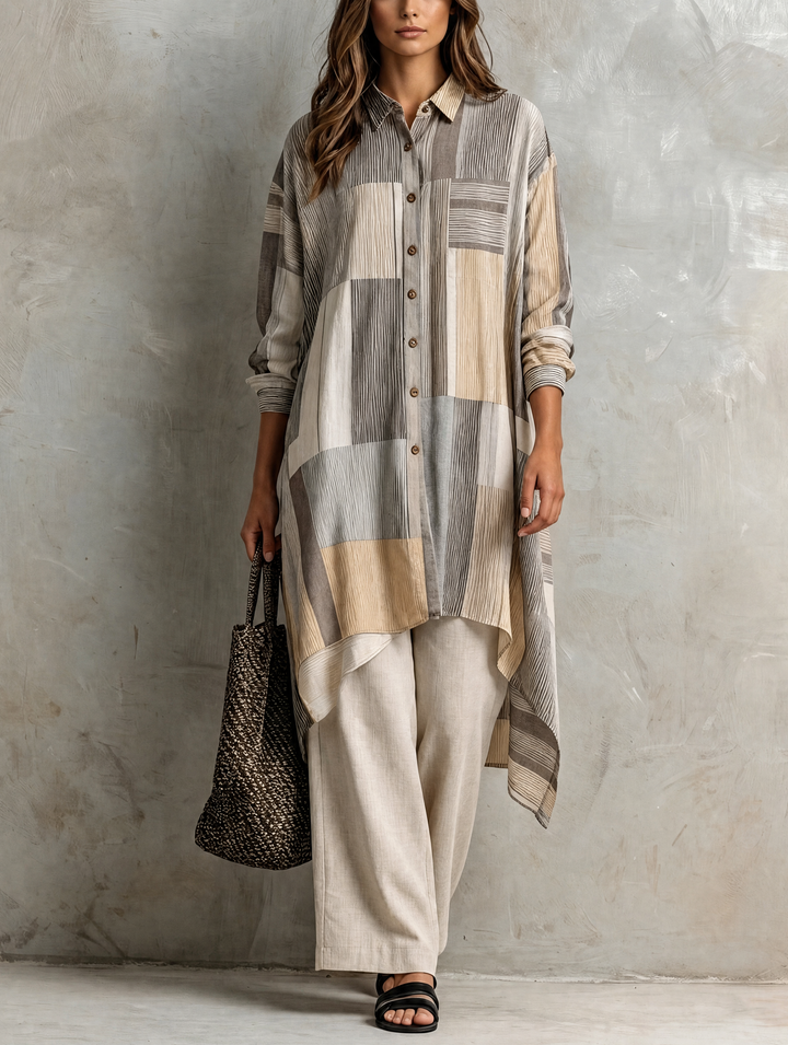 Striped Shirt Relaxed Trouser Set