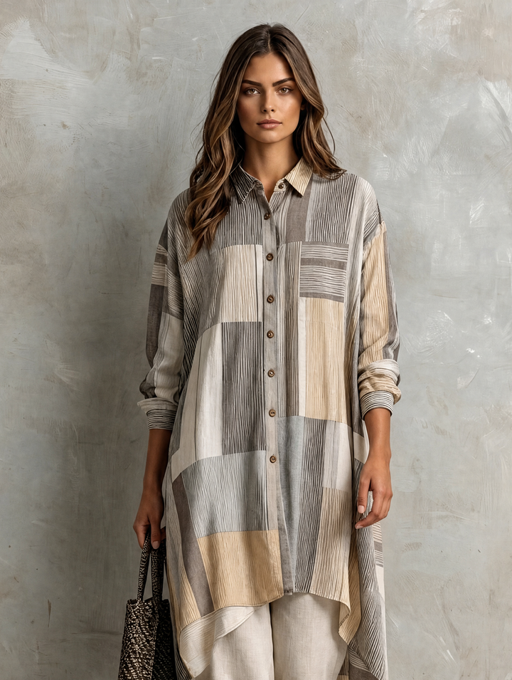 Striped Shirt Relaxed Trouser Set