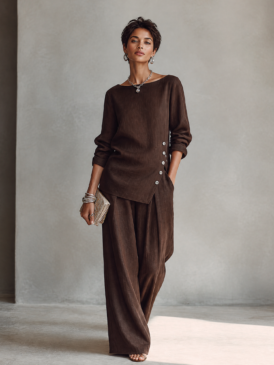 Set mit asymmetrischem Saum und weitem Bein