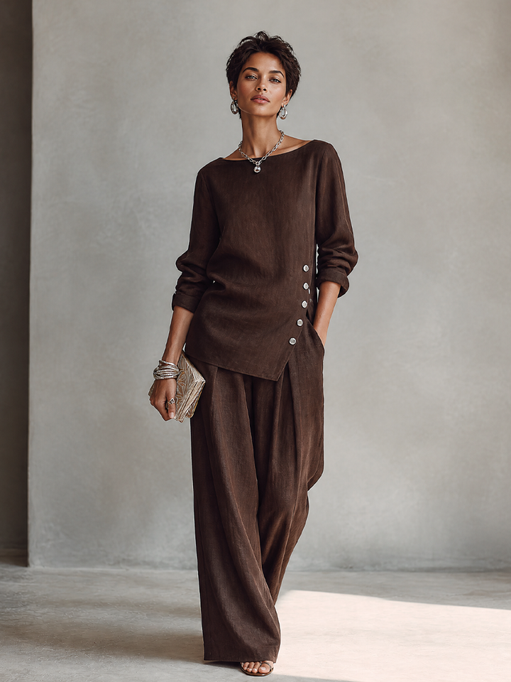 Set mit asymmetrischem Saum und weitem Bein