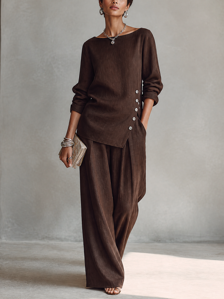 Set mit asymmetrischem Saum und weitem Bein