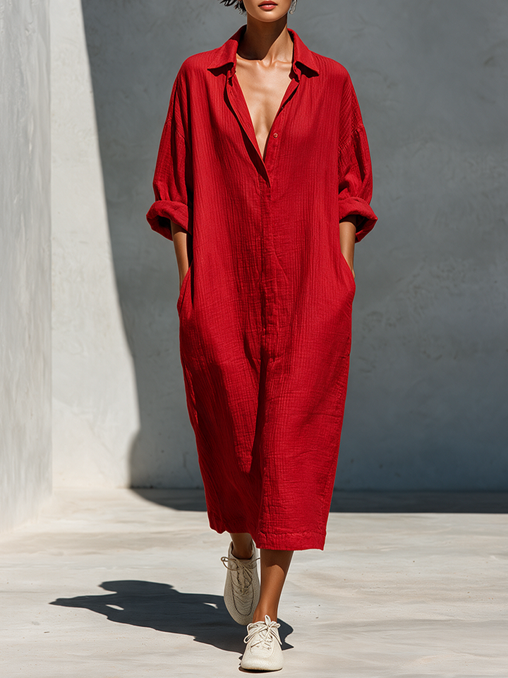 Oversized skjortekjole med knaplukning foran
