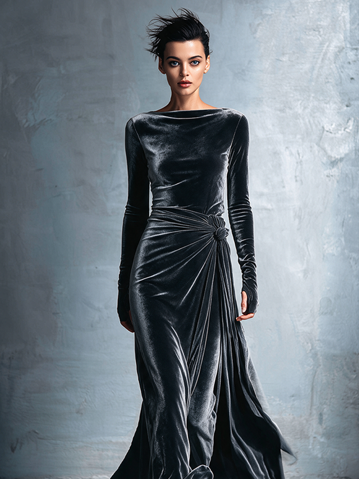 Asymmetric One-Shoulder Midi Dress