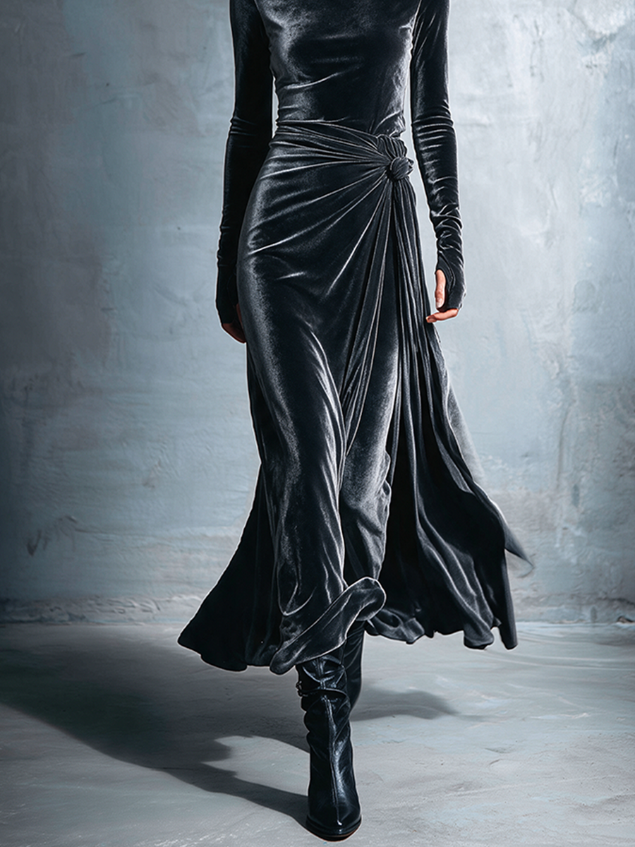 Asymmetric One-Shoulder Midi Dress