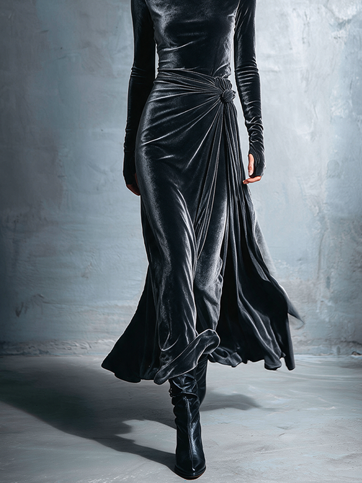 Asymmetric One-Shoulder Midi Dress