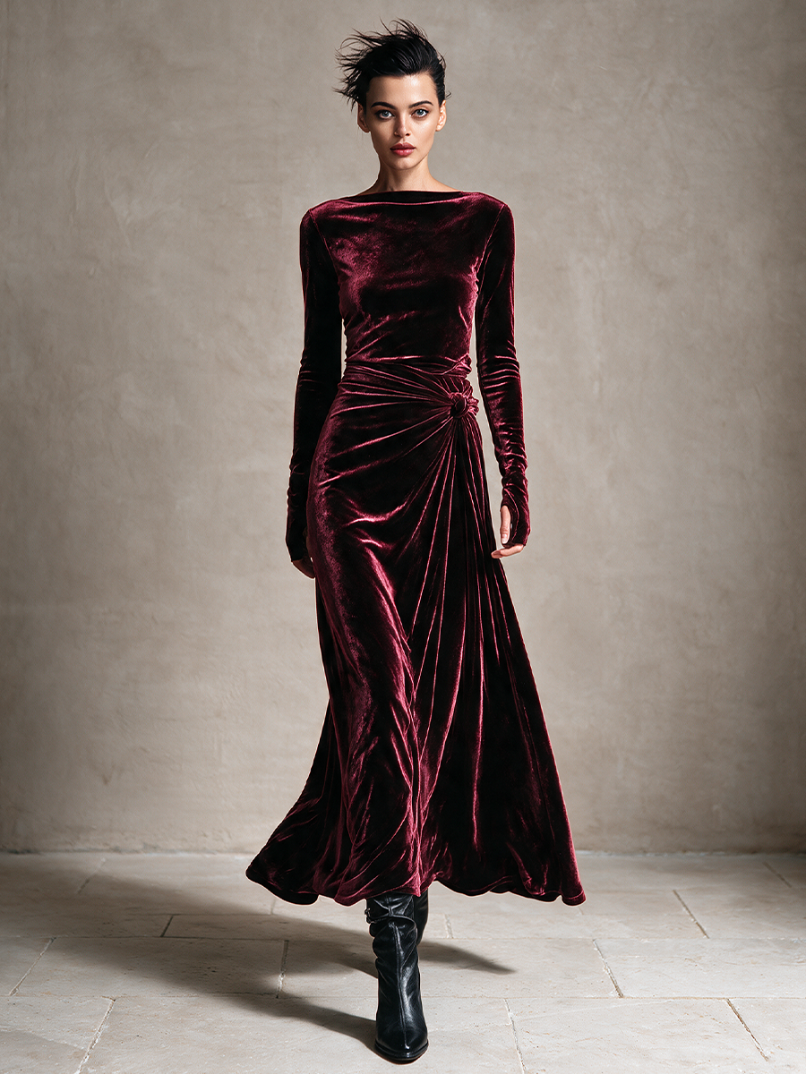 Asymmetric One-Shoulder Midi Dress