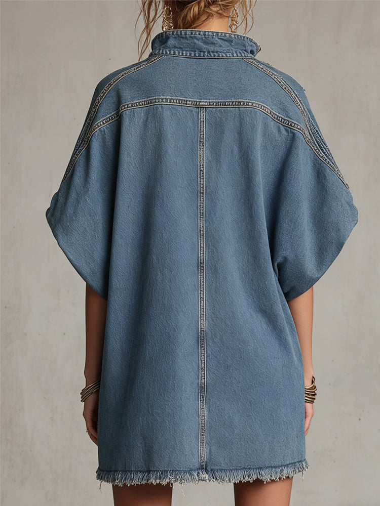 Das gewaschene blaue Denim-Minirock