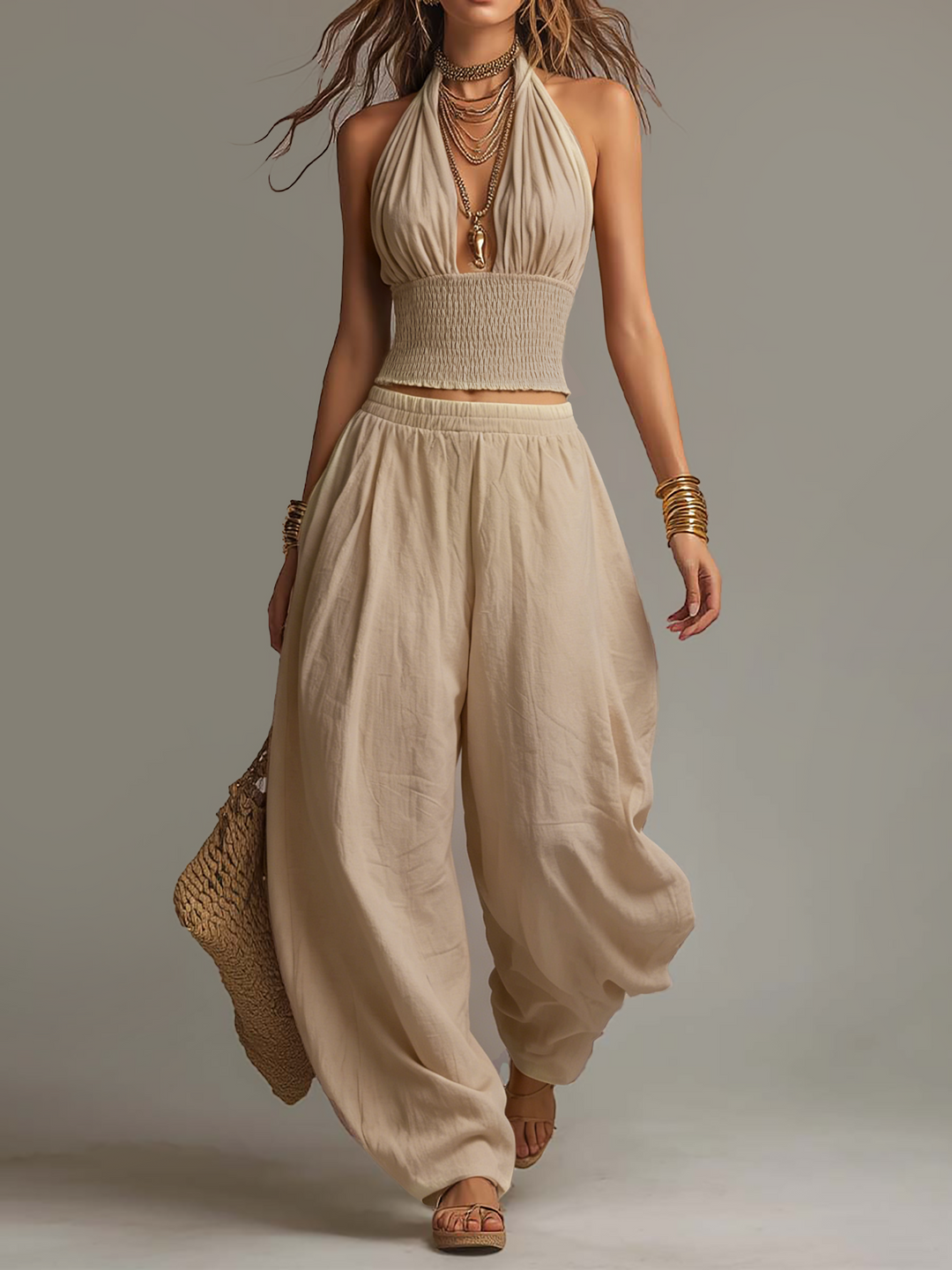 Boho Neckholder-Haremshosen-Set