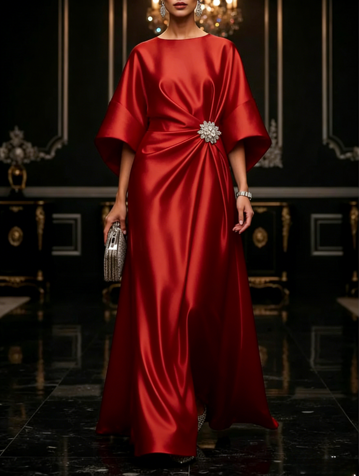 블랙 럭스 새틴 맥시 드레스