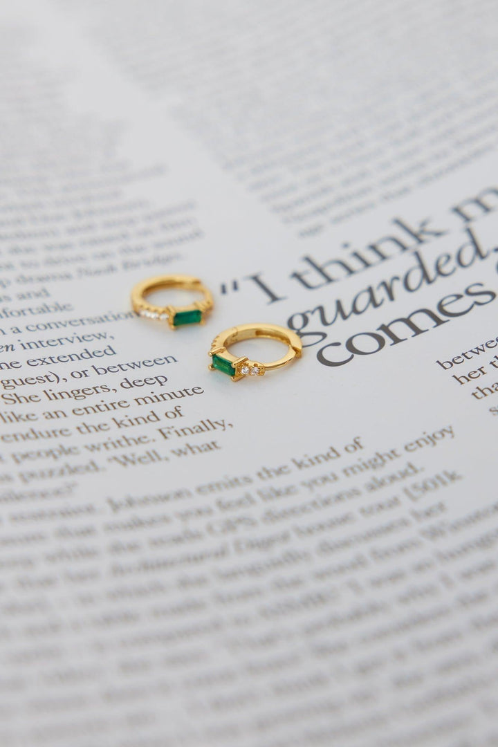 18K Gold Plated Eyes To The Soul Earrings Emerald