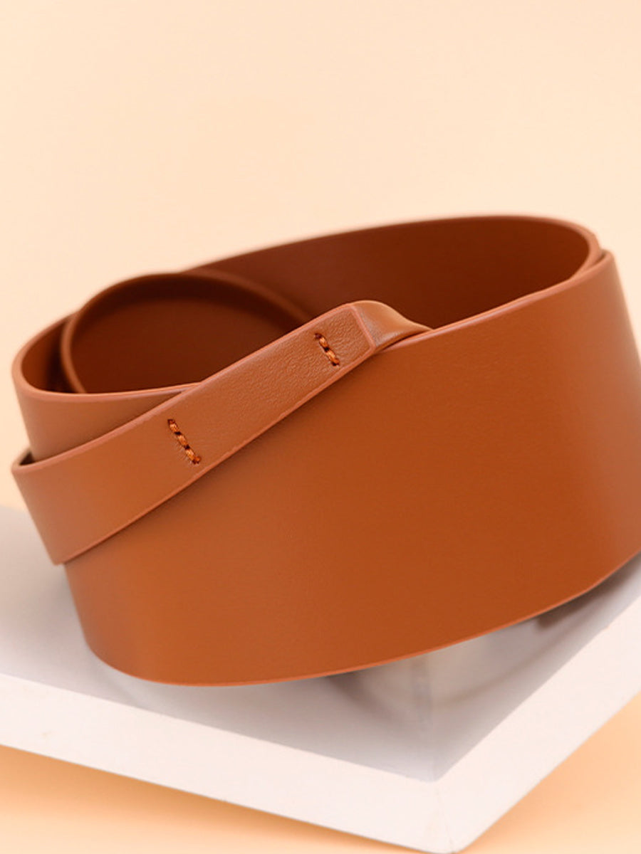Women's Fashion Imitation Leather Tie Band Wide Belt