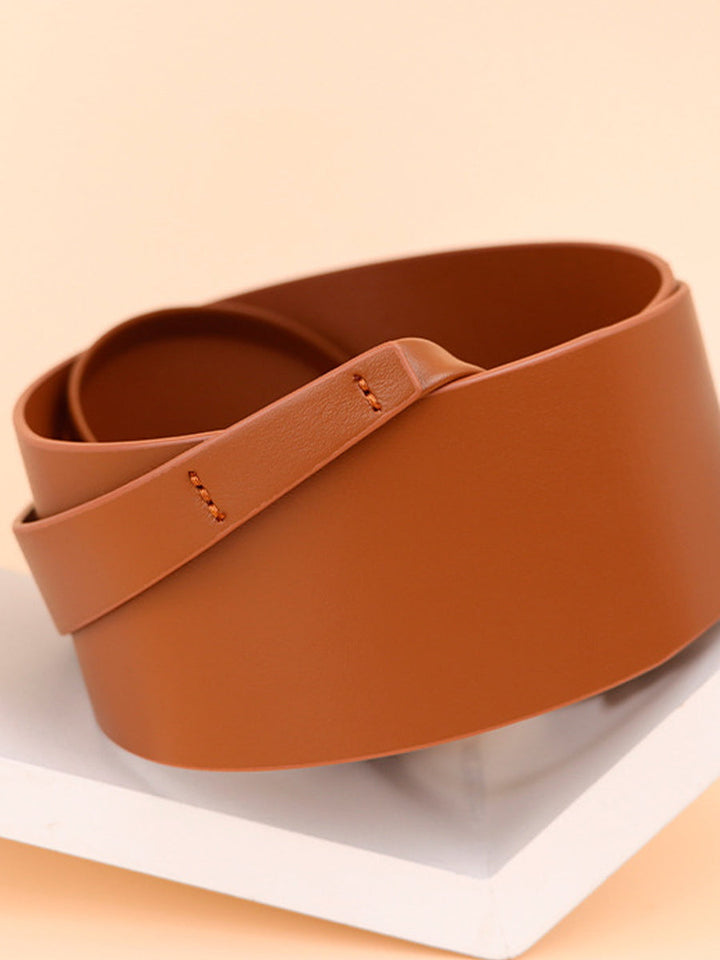 Women's Fashion Imitation Leather Tie Band Wide Belt