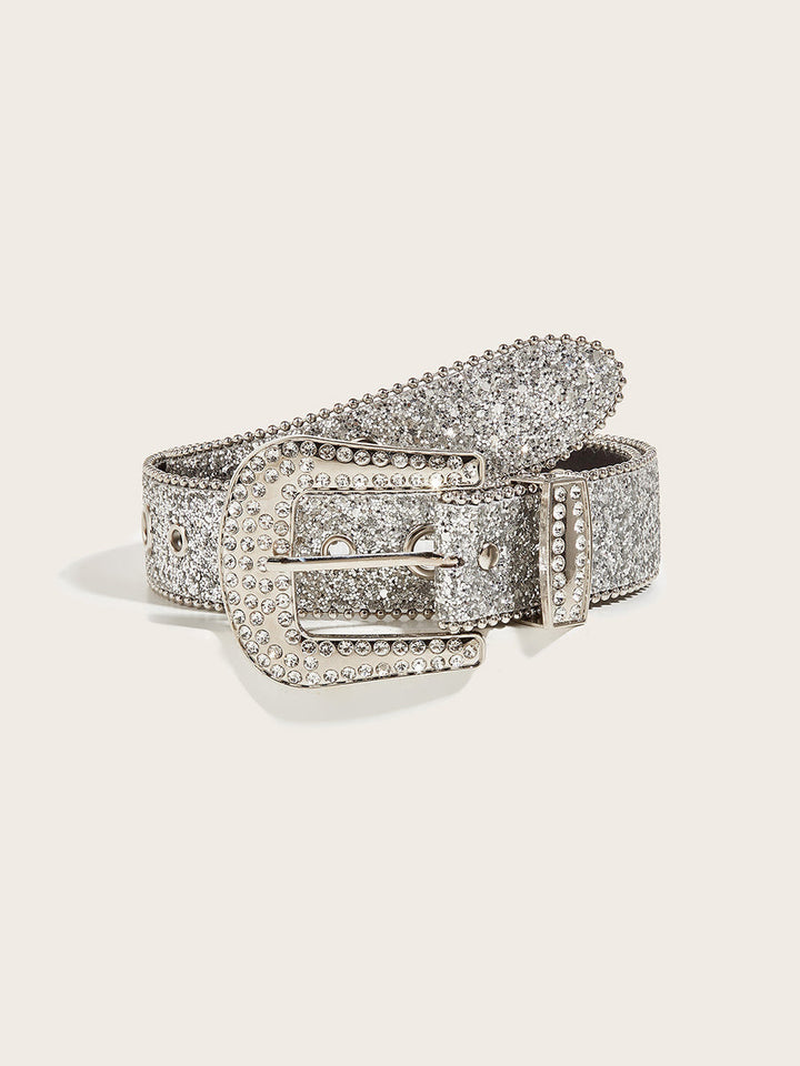 Women's Glamorous Rhinestone - Embellished Buckle Belt