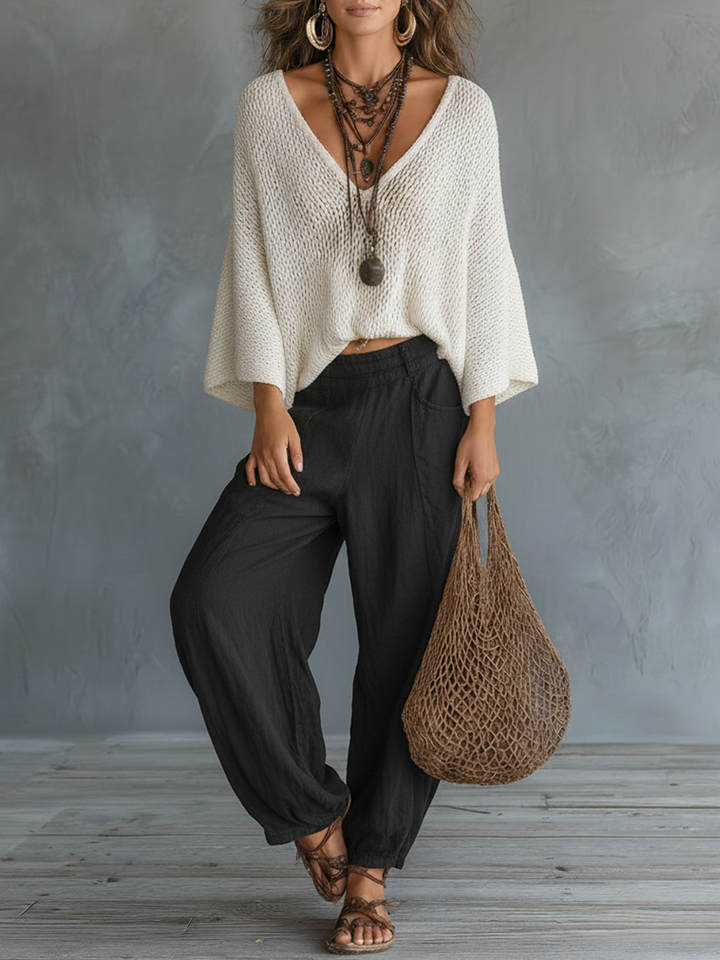 Conjunto de Calças Harem com Mangas Cape