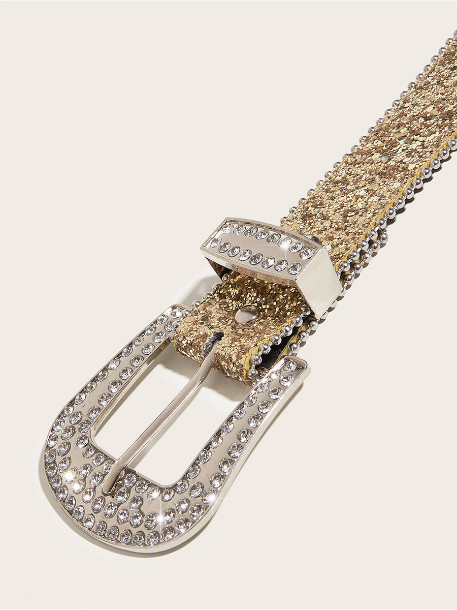 Women's Glamorous Rhinestone - Embellished Buckle Belt