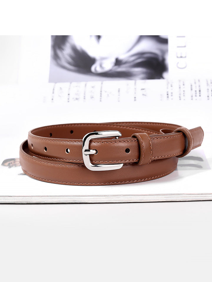 Women's Classic Chic Leather Square - Buckle Belt