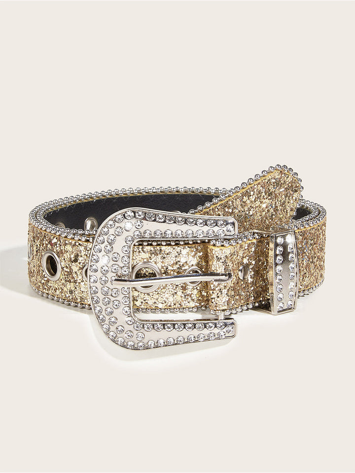 Women's Glamorous Rhinestone - Embellished Buckle Belt