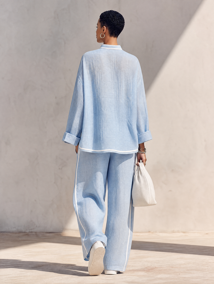 Relaxed Half-Zip Wide-Leg Set