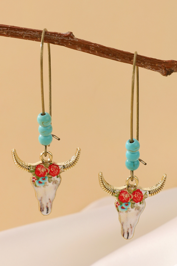 Orecchini da donna con testa di toro in stile western