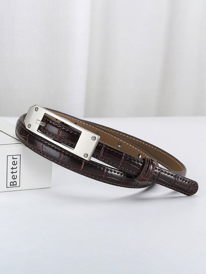 Women's Fashionable Alligator Leather Thin Belt