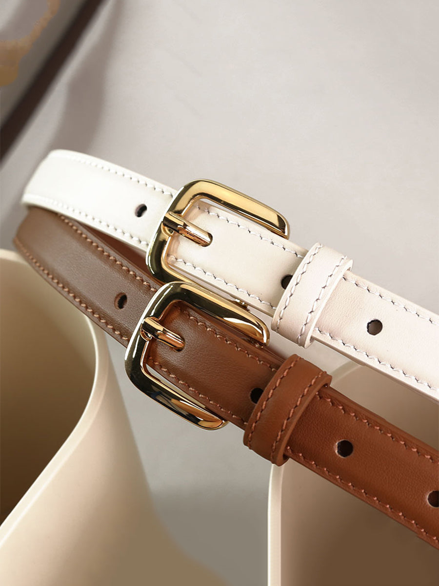 Women's Classic Chic Leather Square - Buckle Belt