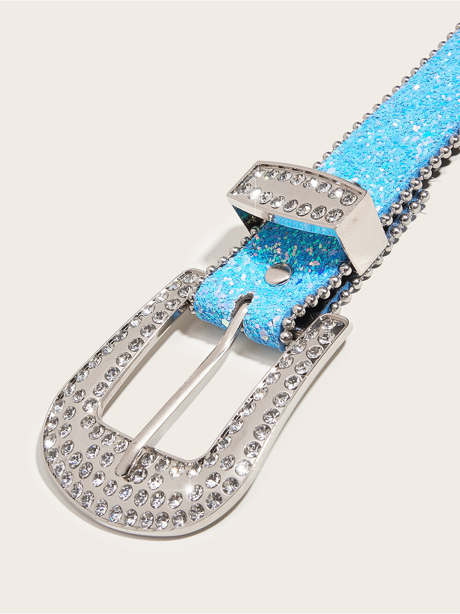 Women's Glamorous Rhinestone - Embellished Buckle Belt