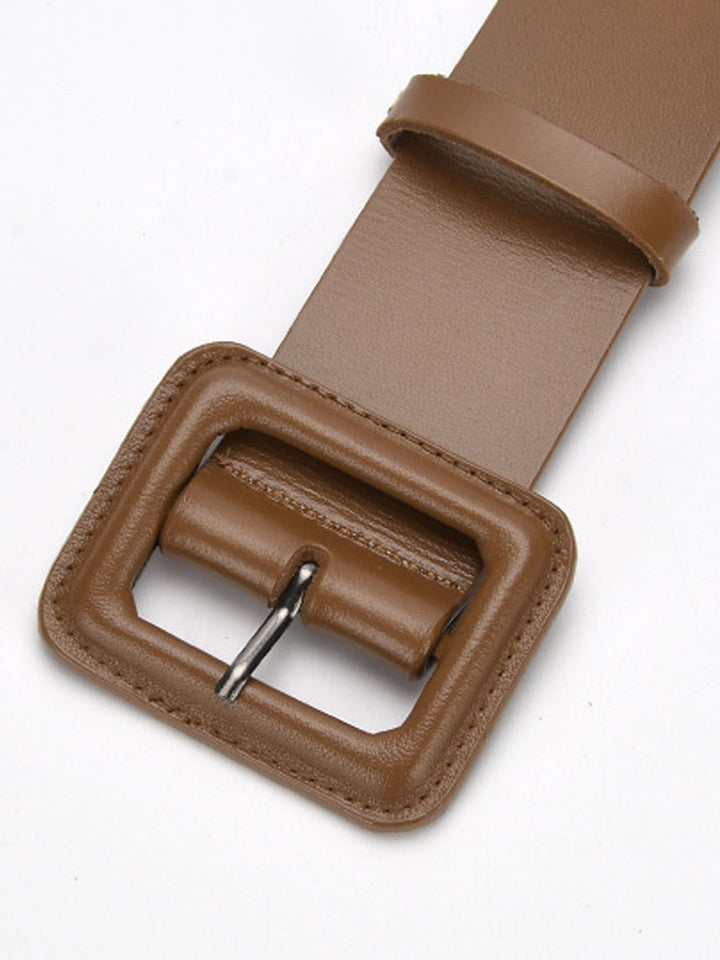 Women's Fashion Imitation Leather Solid Color Square Belt