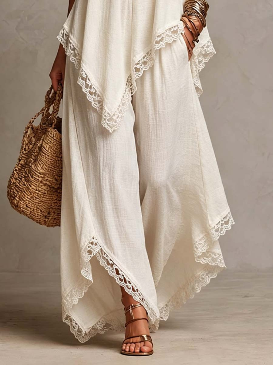 Ensemble fluide avec caraco et pantalon à jambes larges