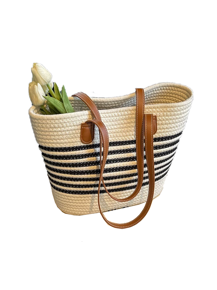 Large Capacity Versatile Single Shoulder Straw Woven Bag Seaside Beach Vacation Bag