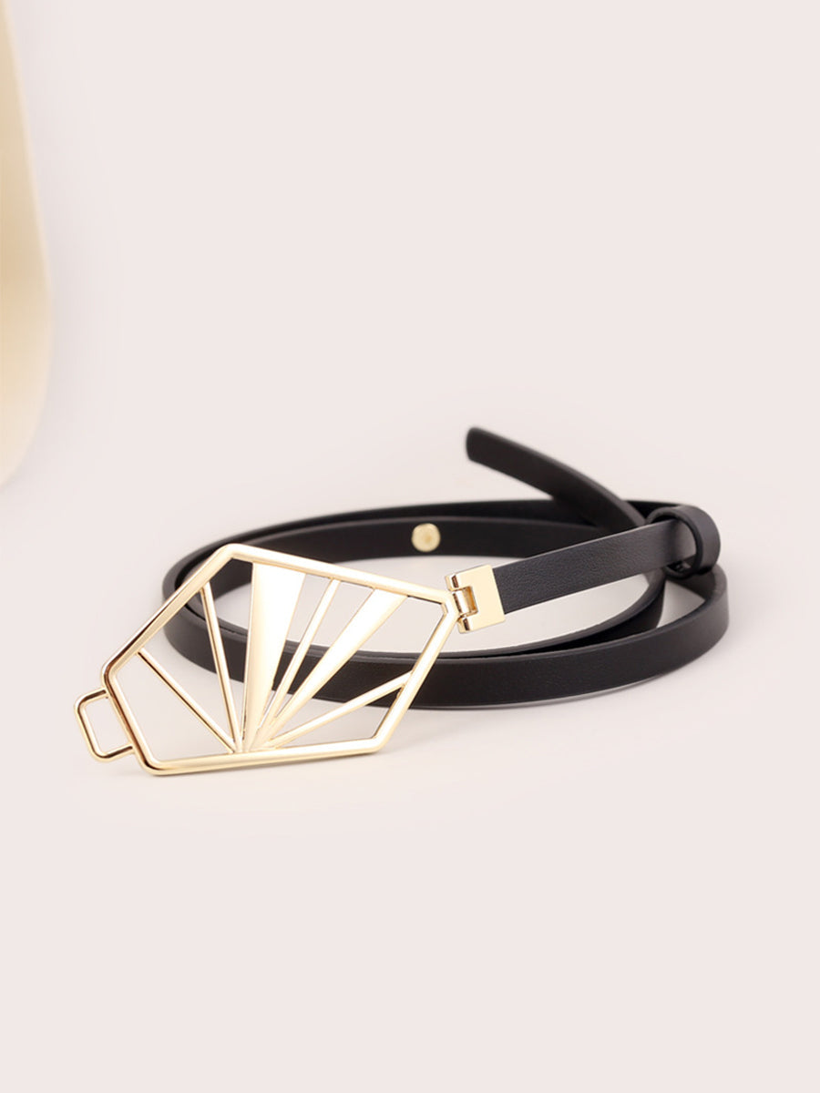 Women's Neutral - Brown Minimalist Leather Geometric Belt